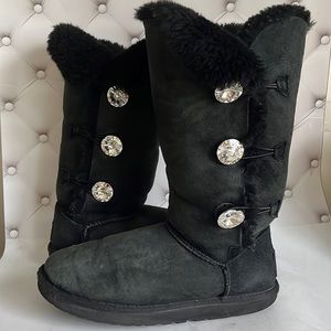 UGG Women’s Boots Size 8 Color Black Rhinestones Decorated